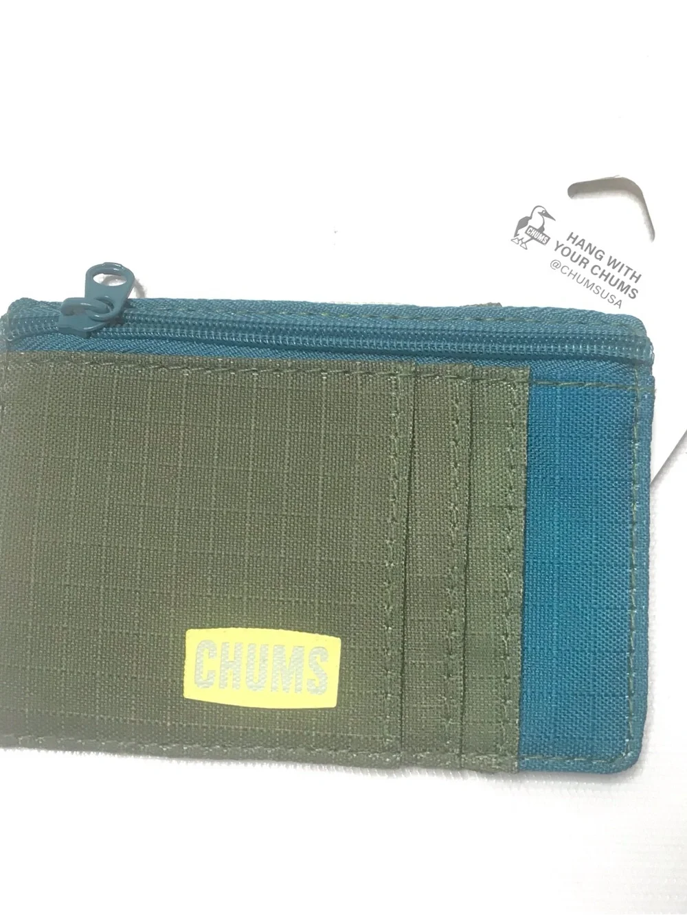Chums Bandit Zip Wallet RFID Blocking Card Green Blue Teal Turquoise New